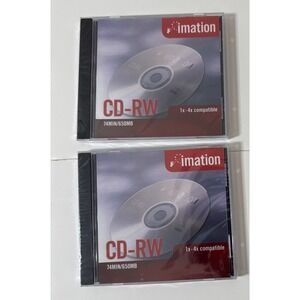 Imation CD-RW 1x-4x 74Min/650MB Compatible Disc w/ Jewel Case LOT Of 2 NEWsealed